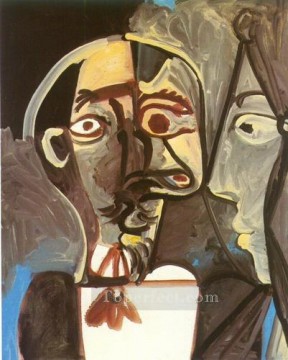 Pablo Picasso Painting - Busto de hombre y rostro de mujer de perfil 1971 Pablo Picasso